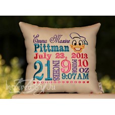 Happy Duck - Birth Announcement Pillow